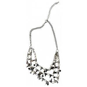 NORDSTROM REVOLVE Silver Gunmetal Stud Charm Layered Multi Statement Necklace